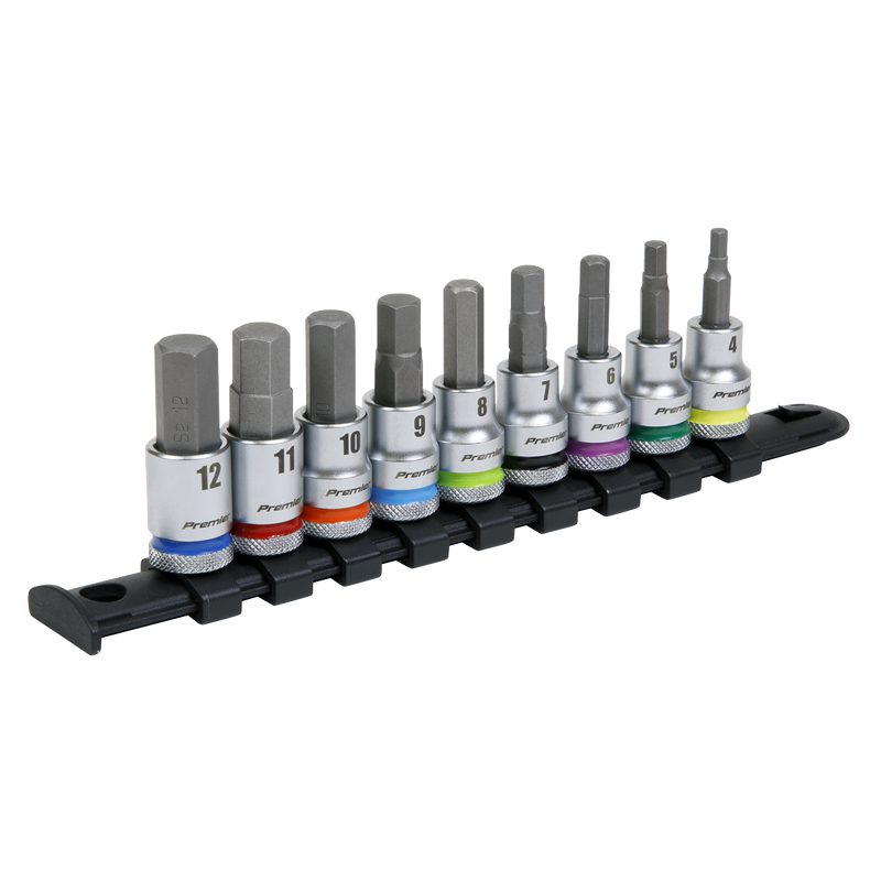 Sealey Premier Platinum Hex Socket Bit Set 3/8" Drive 9 Piece