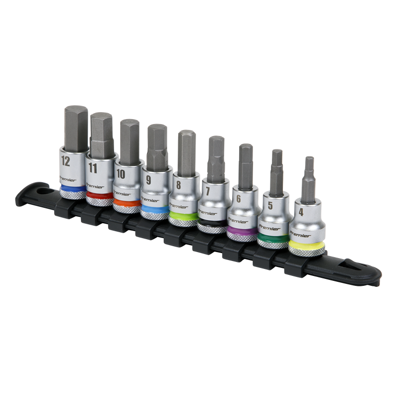 Sealey Premier Platinum Hex Socket Bit Set 3/8" Drive 9 Piece