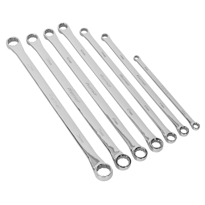 Sealey Premier Extra-Long Double End Ring Spanner Set 7 Piece 430mm
