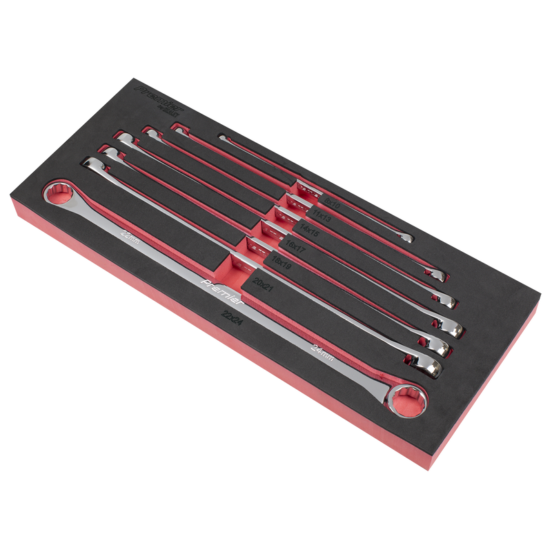 Sealey Premier Extra-Long Double End Ring Spanner Set 7 Piece 430mm