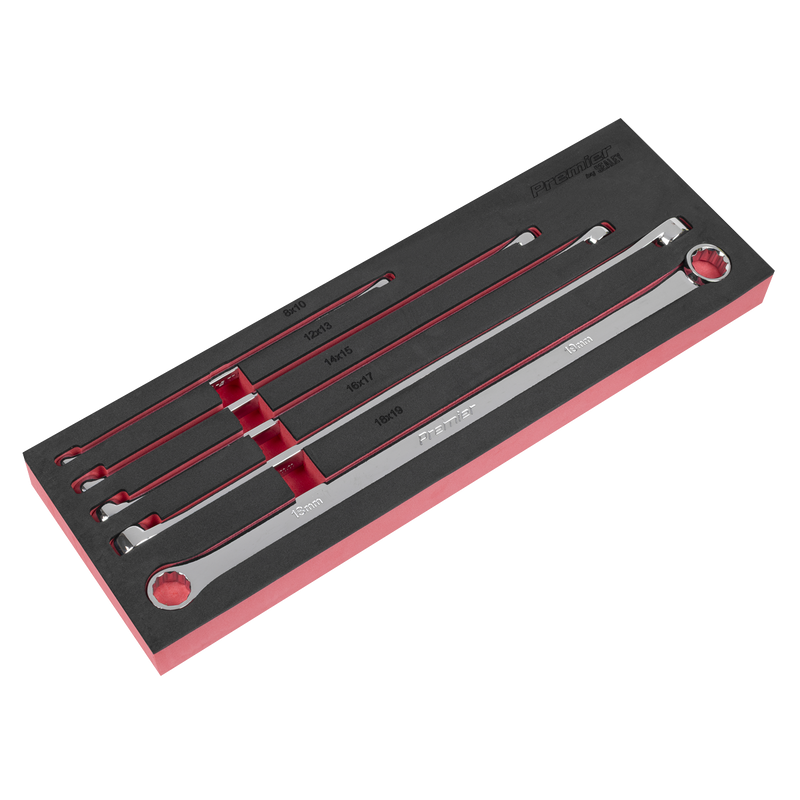 Sealey Premier Extra-Long Double End Ring Spanner Set 5 Piece 410mm