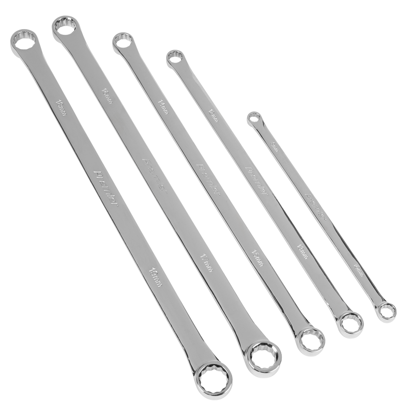 Sealey Premier Extra-Long Double End Ring Spanner Set 5 Piece 410mm