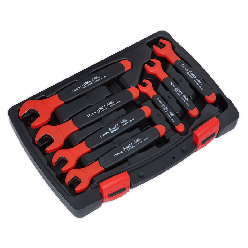 Sealey Premier Insulated Open-End Spanner Set 7 Piece - VDE Approved