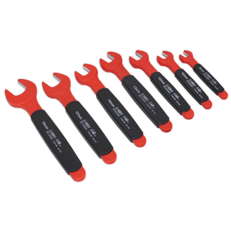 Sealey Premier Insulated Open-End Spanner Set 7 Piece - VDE Approved
