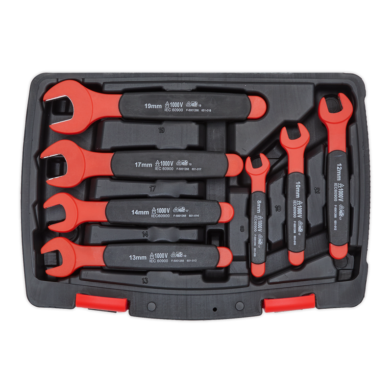 Sealey Premier Insulated Open-End Spanner Set 7 Piece - VDE Approved