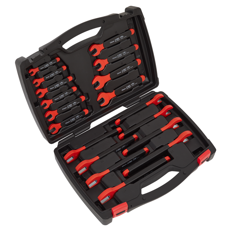 Sealey Premier Insulated Open-End Spanner Set 18 Piece - VDE Approved