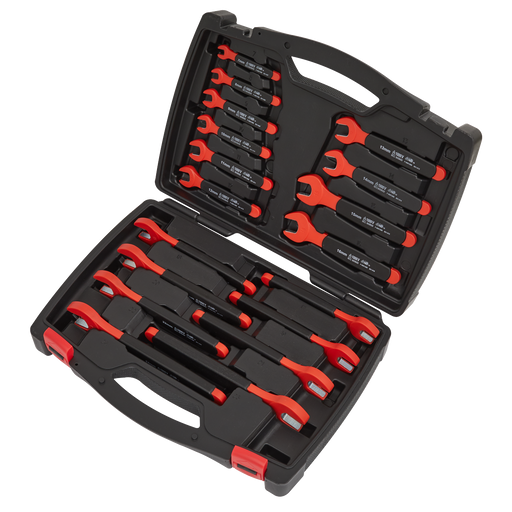 Sealey Premier Insulated Open-End Spanner Set 18 Piece - VDE Approved
