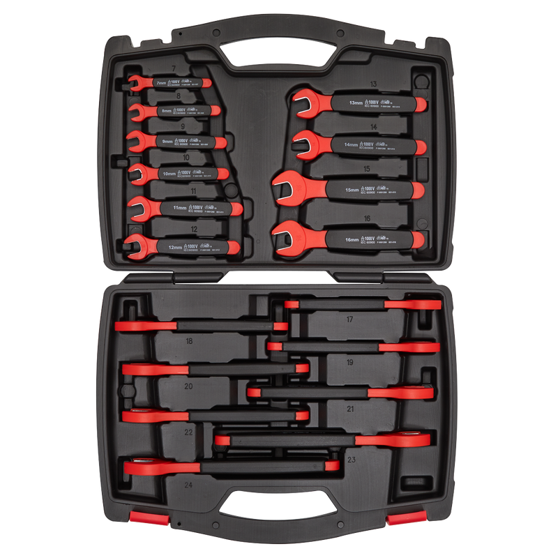 Sealey Premier Insulated Open-End Spanner Set 18 Piece - VDE Approved