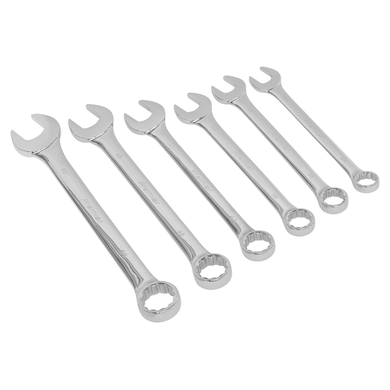 Sealey Premier Super Jumbo Combination Spanner Set 6 Piece 34-50mm