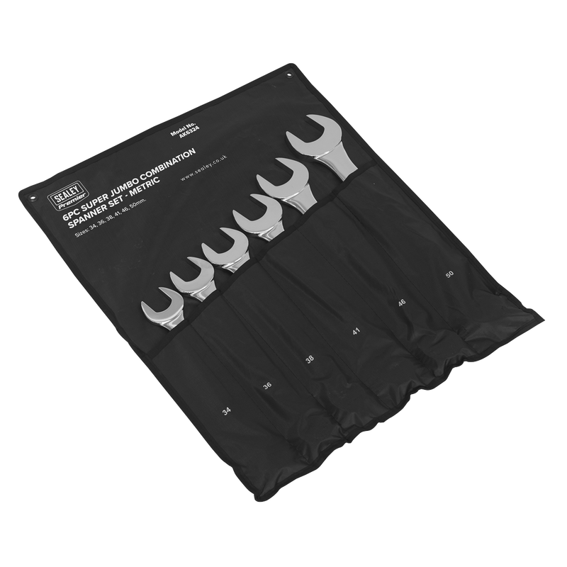 Sealey Premier Super Jumbo Combination Spanner Set 6 Piece 34-50mm