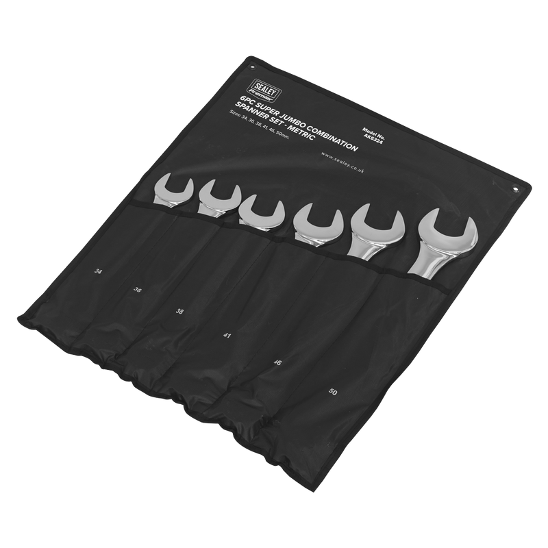 Sealey Premier Super Jumbo Combination Spanner Set 6 Piece 34-50mm