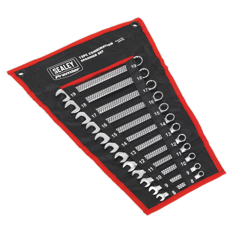 Sealey Premier Combination Spanner Set 12 Piece 8-19mm