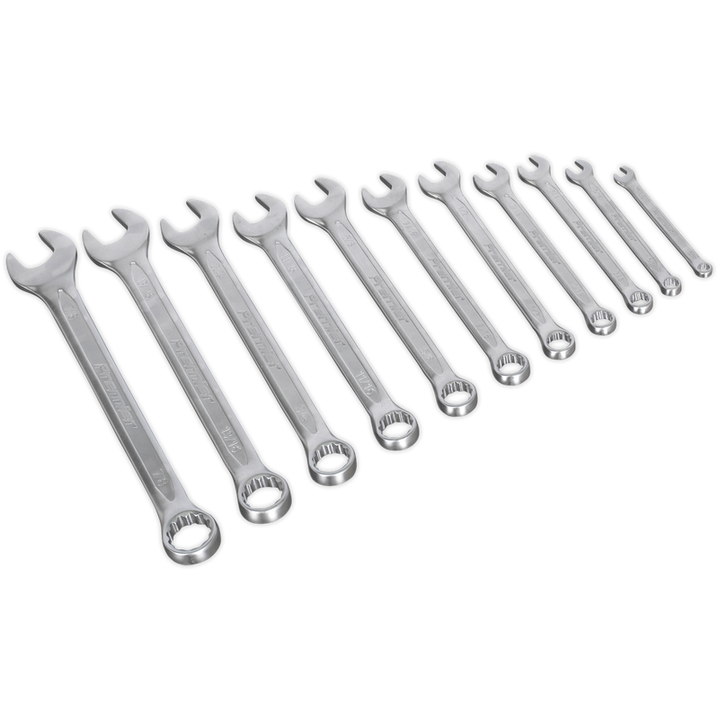 Sealey Premier Combination Spanner Set 11 Piece, Chrome Vanadium Steel