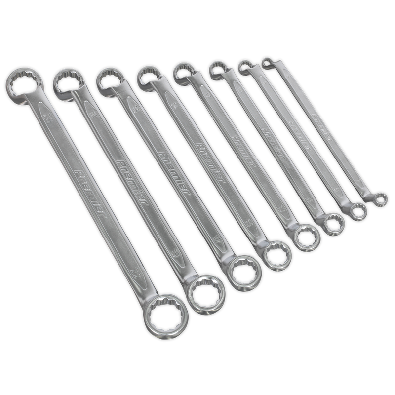 Sealey Premier Offset Double End Ring Spanner Set 8 Piece 180-300mm