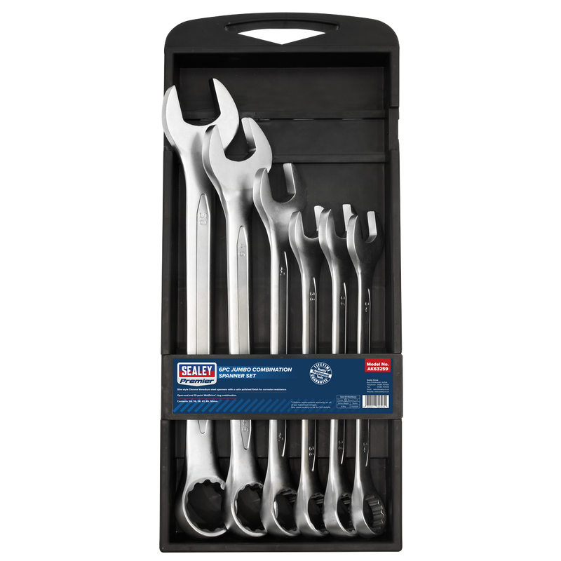 Sealey Premier Jumbo Combination Spanner Set 6 Piece 34-50mm