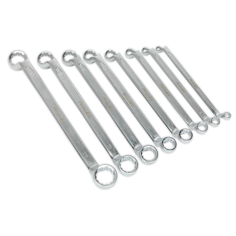 Sealey Premier Offset Double End Ring Spanner Set 8 Piece 300mm