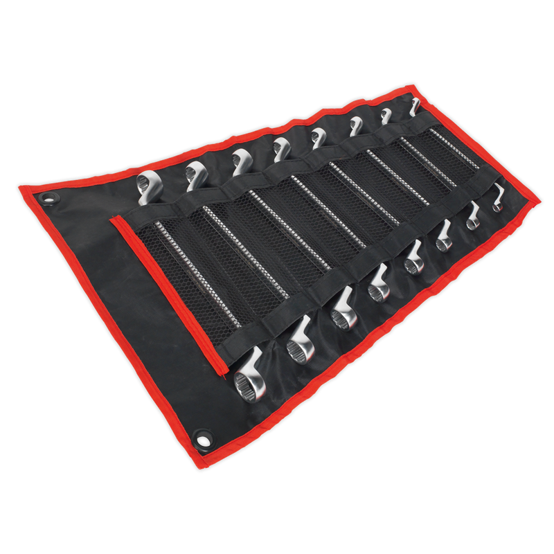 Sealey Premier Offset Double End Ring Spanner Set 8 Piece 300mm