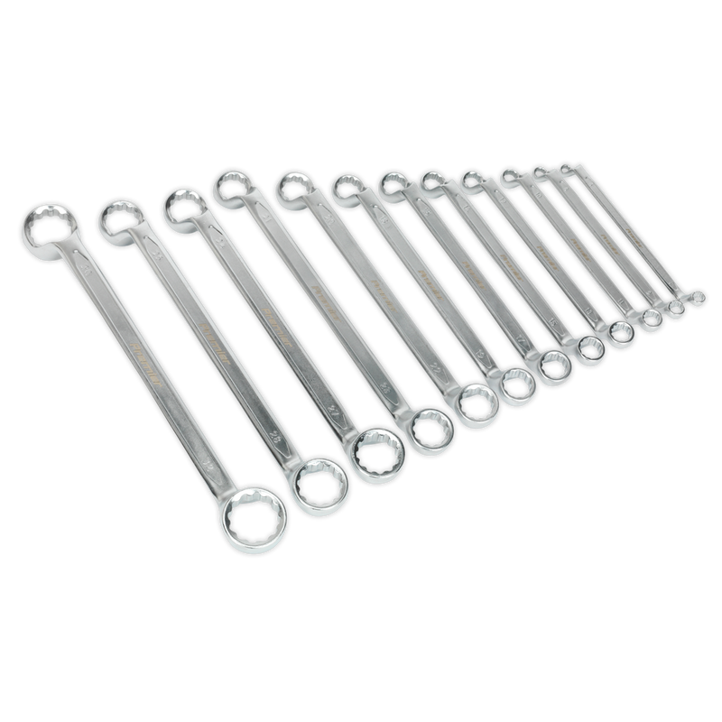 Sealey Premier Offset Double End Ring Spanner Set 12 Piece 285-365mm