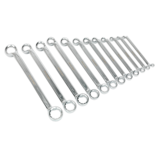 Sealey Premier Offset Double End Ring Spanner Set 12 Piece 285-365mm