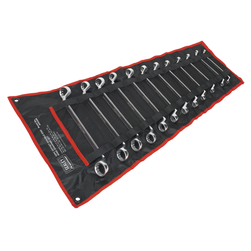 Sealey Premier Offset Double End Ring Spanner Set 12 Piece 285-365mm