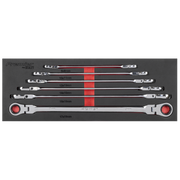 Sealey Premier Extra-Long Flexi-Head Ratchet Ring Spanner Set 6 Piece