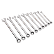 Sealey Premier Extra-Long Ratchet Spanner Set 10 Piece 180-305mm