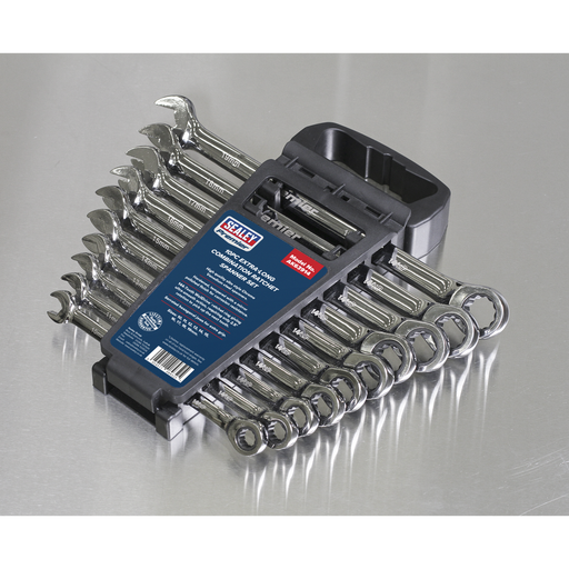 Sealey Premier Extra-Long Ratchet Spanner Set 10 Piece 180-305mm