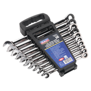 Sealey Premier Extra-Long Ratchet Spanner Set 10 Piece 180-305mm