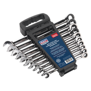 Sealey Premier Extra-Long Ratchet Spanner Set 10 Piece 180-305mm