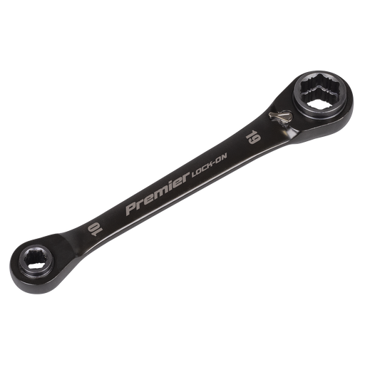 Sealey Premier Black 4-in-1 Reversible Lock-On Ratchet Ring Spanner 10x13mm