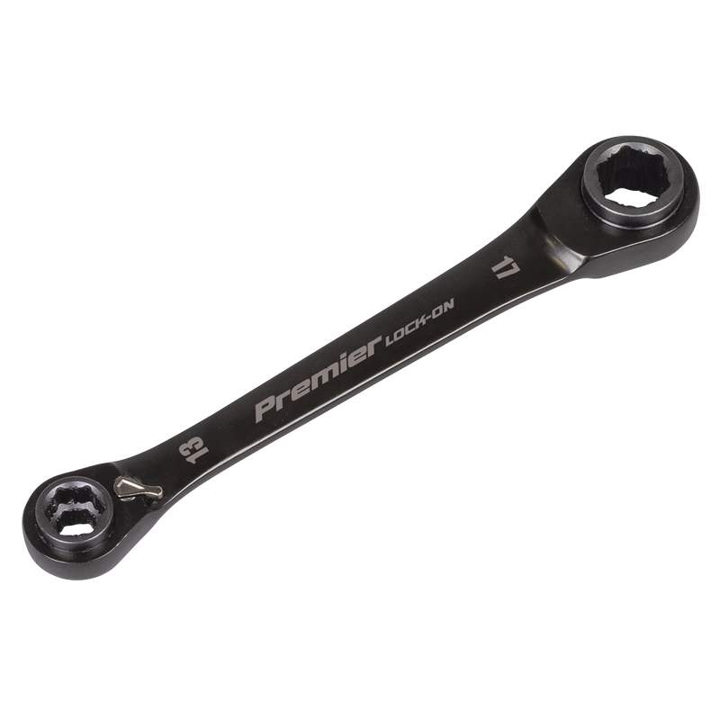Sealey Premier Black 4-in-1 Reversible Lock-On Ratchet Ring Spanner 10x13mm