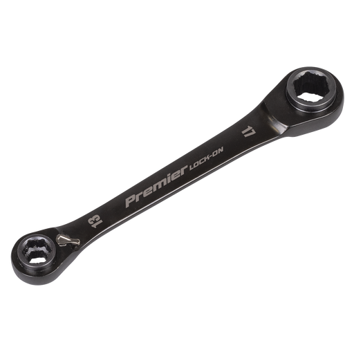 Sealey Premier Black 4-in-1 Reversible Lock-On Ratchet Ring Spanner 10x13mm