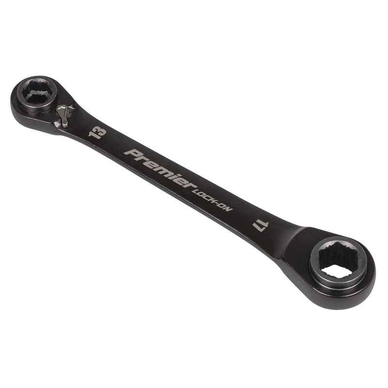 Sealey Premier Black 4-in-1 Reversible Lock-On Ratchet Ring Spanner 10x13mm