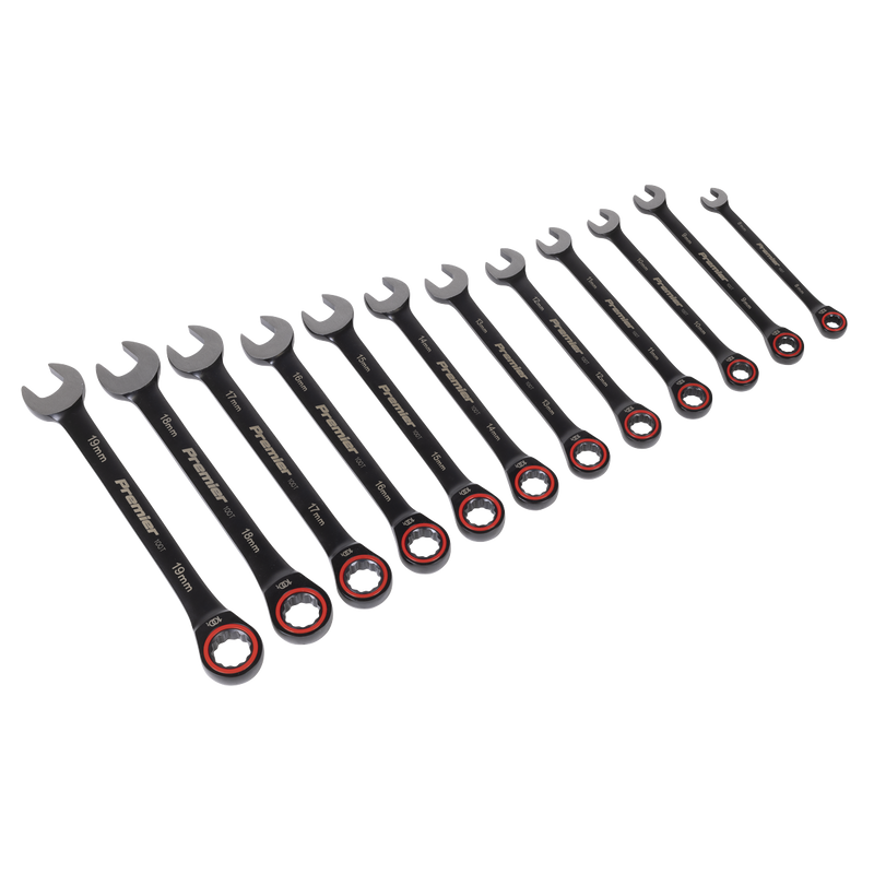 Sealey Premier Black Combination Ratchet Spanner Set 12 Piece