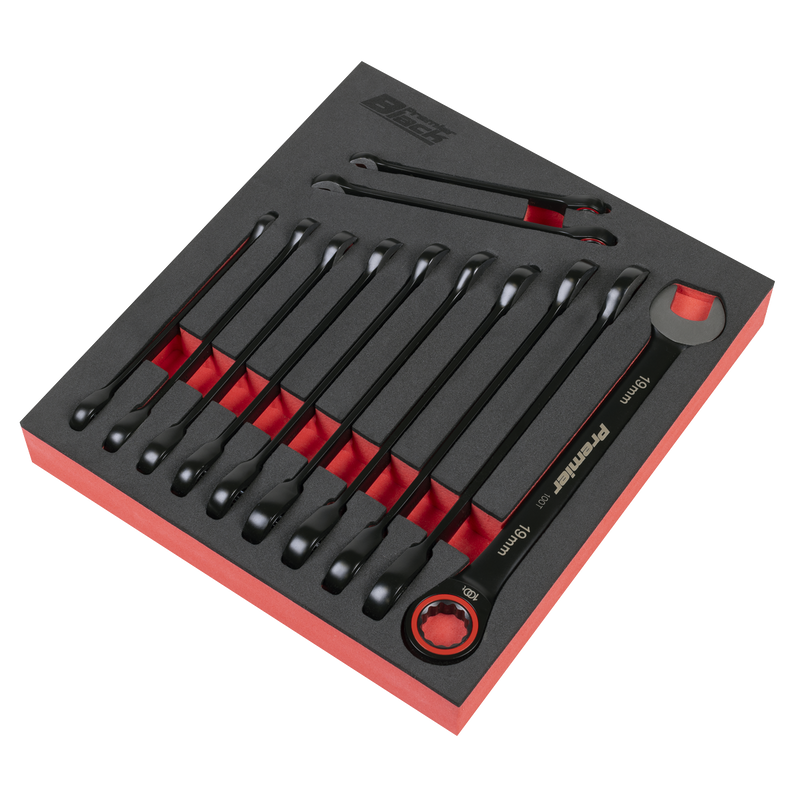 Sealey Premier Black Combination Ratchet Spanner Set 12 Piece