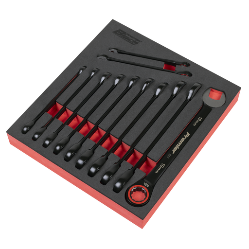 Sealey Premier Black Combination Ratchet Spanner Set 12 Piece