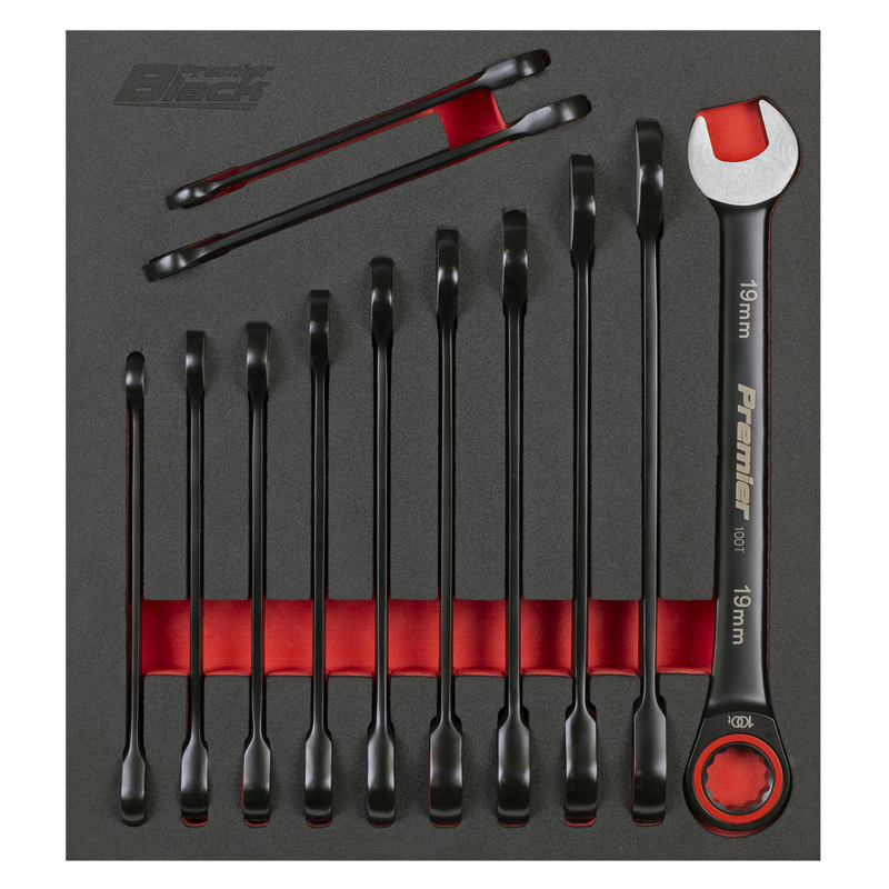 Sealey Premier Black Combination Ratchet Spanner Set 12 Piece
