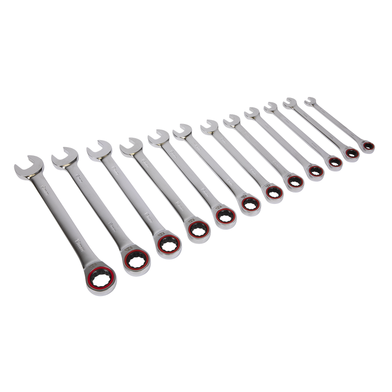 Sealey Premier Platinum Ratchet Spanner Set 12 Piece 135-245mm