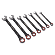 Sealey Premier Black Ratchet Spanner Set 7 Piece 8-19mm