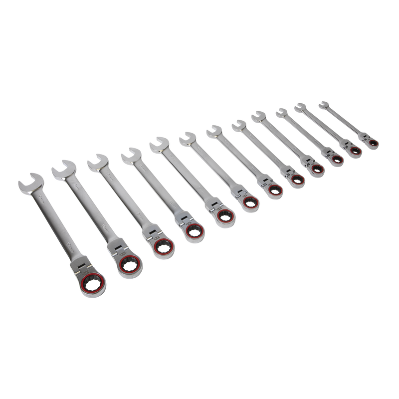 Sealey Premier Platinum Flexi-Head Ratchet Spanner Set 12 Piece