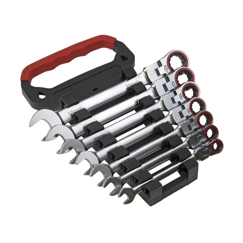 Sealey Premier Platinum Flexi-Head Ratchet Spanner Set 7 Piece 8-19mm