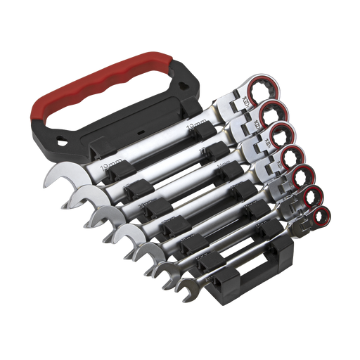 Sealey Premier Platinum Flexi-Head Ratchet Spanner Set 7 Piece 8-19mm