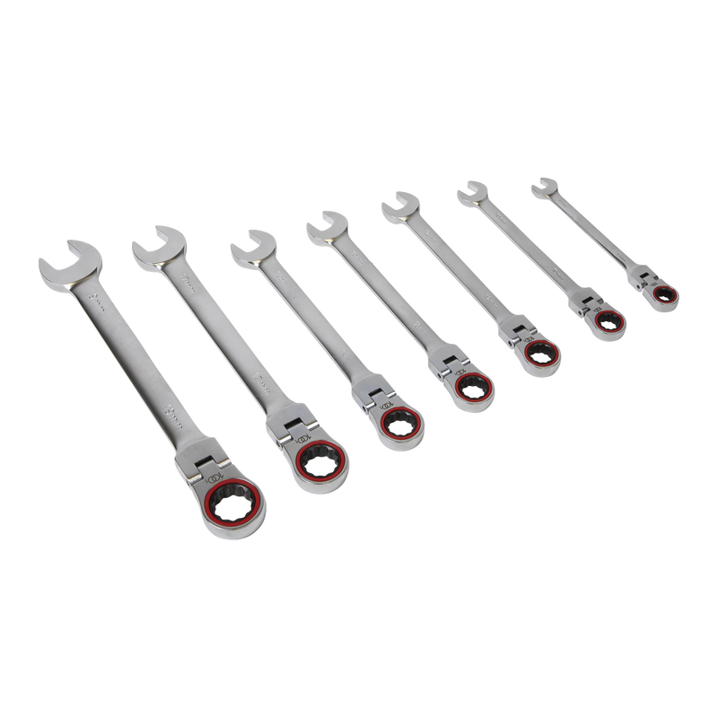 Sealey Premier Platinum Flexi-Head Ratchet Spanner Set 7 Piece 8-19mm