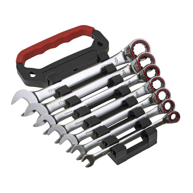 Sealey Premier Platinum Reversible Ratchet Spanner Set 7 Piece 8-19mm