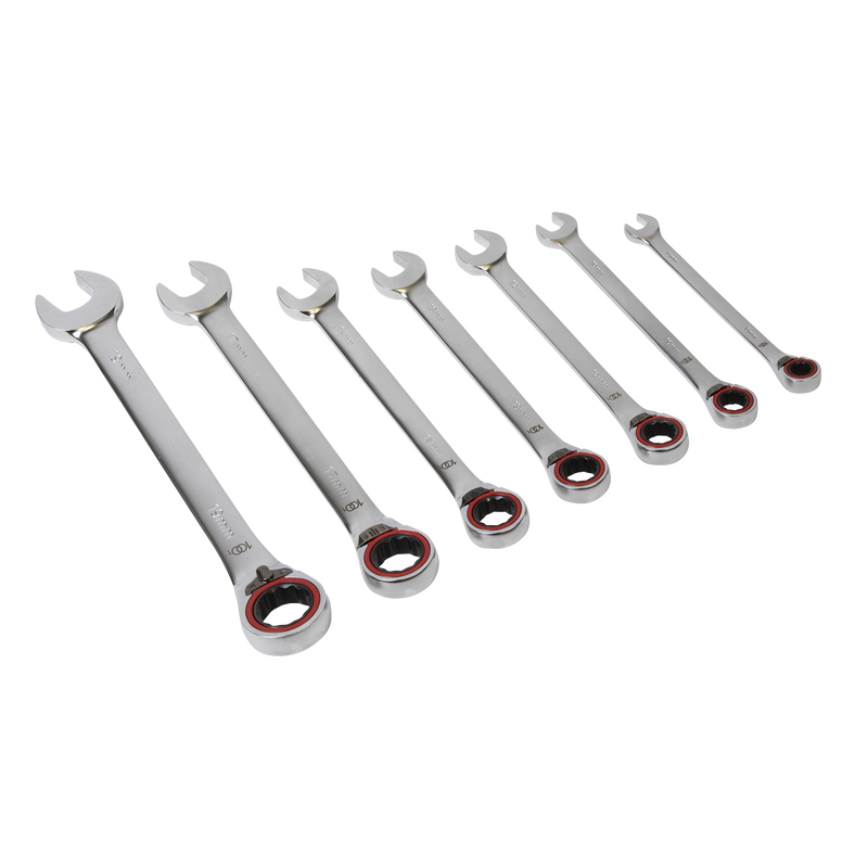 Sealey Premier Platinum Reversible Ratchet Spanner Set 7 Piece 8-19mm