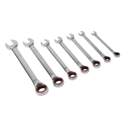 Sealey Premier Platinum Reversible Ratchet Spanner Set 7 Piece 8-19mm