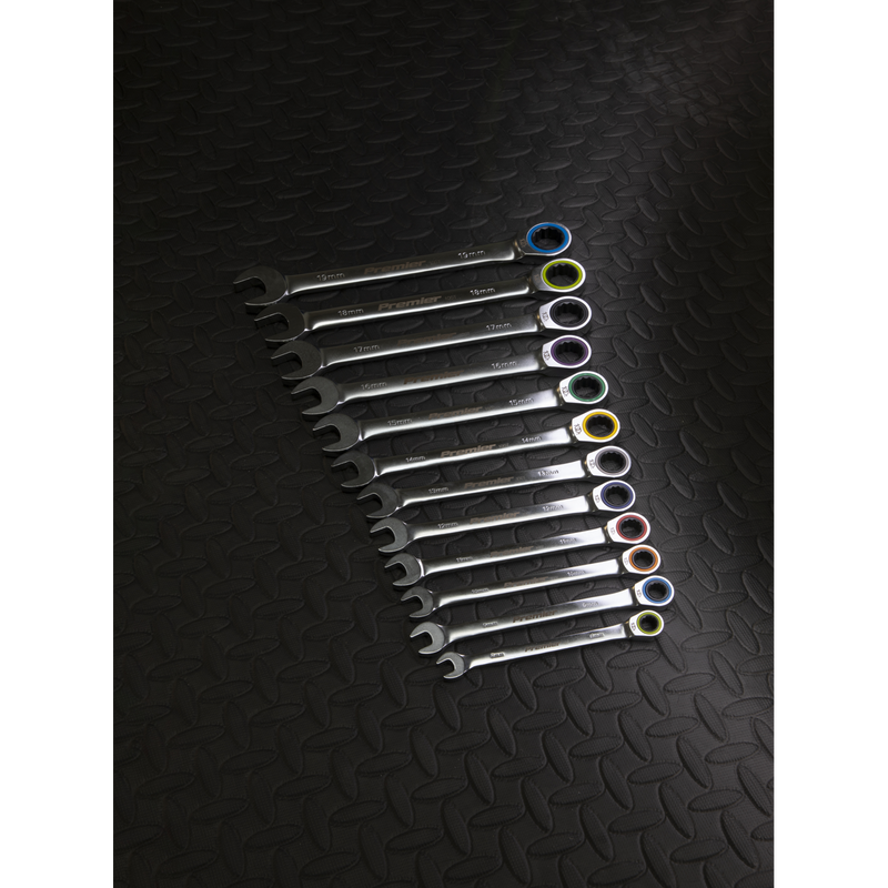 Sealey Premier Platinum Ratchet Spanner Set 12 Piece - Chrome Vanadium Steel
