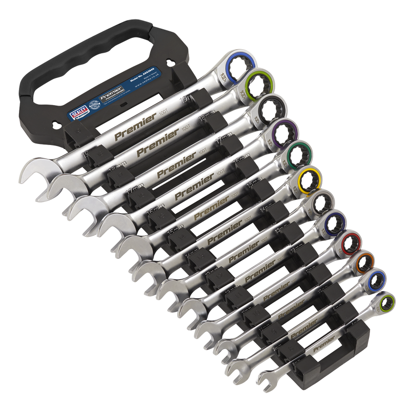 Sealey Premier Platinum Ratchet Spanner Set 12 Piece - Chrome Vanadium Steel