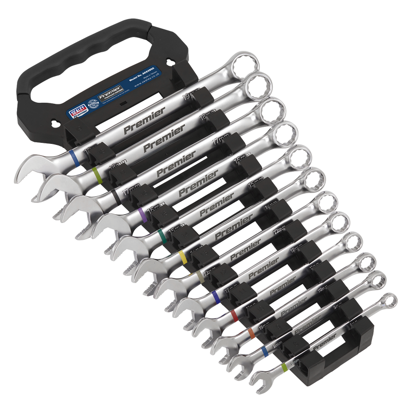 Sealey Premier Platinum Spanner Set 12 Piece, Chrome Vanadium Steel