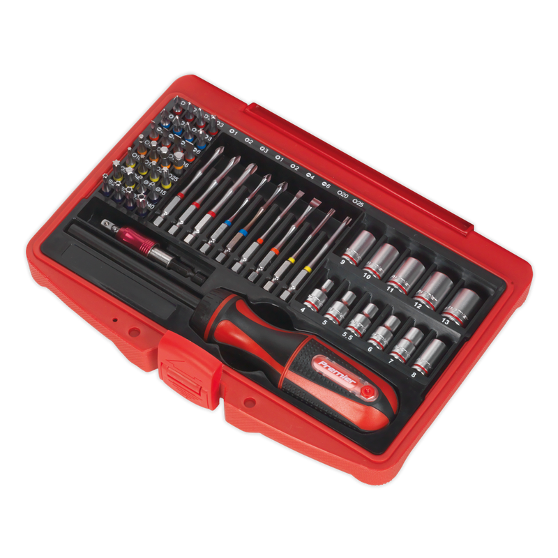 Sealey Premier Ratchet Screwdriver Set 51 Piece with 235mm Driver